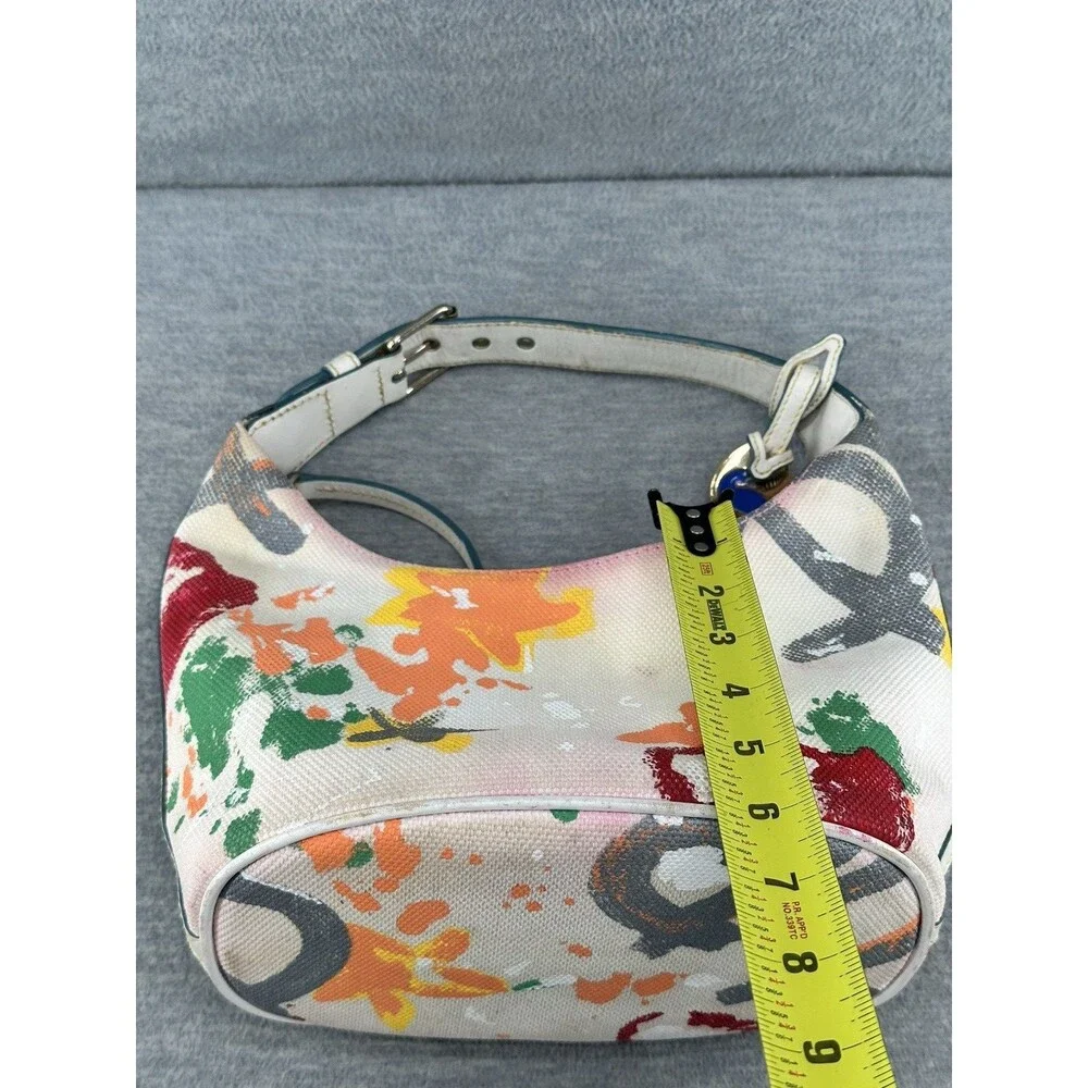 DOONEY & BOURKE White w/ Graffiti Paint Mini Hobo Purse PU4